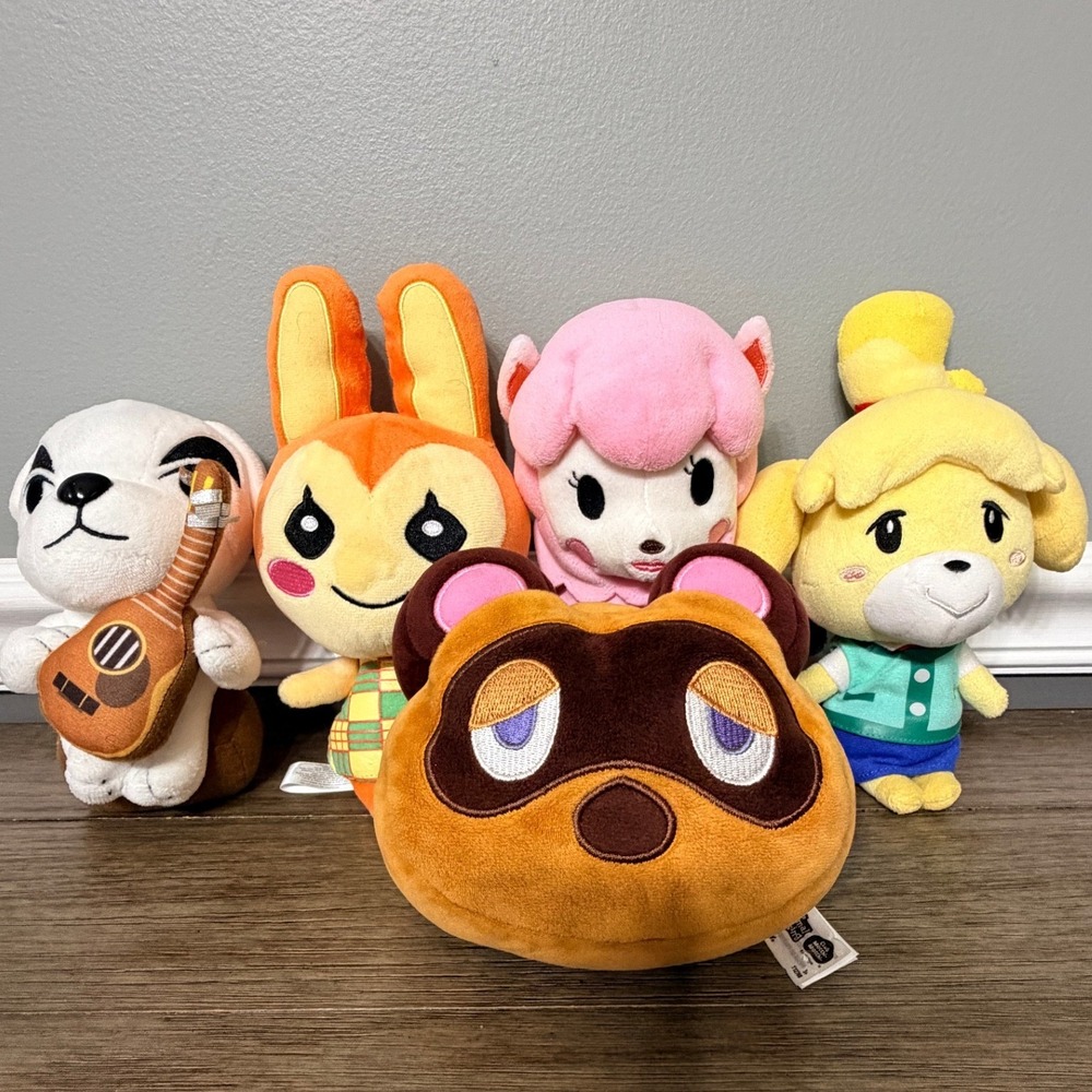 Animal Crossing Plush Lot Nintendo Tom Nook Mocchi Mocchi Isabelle K.K. Slider